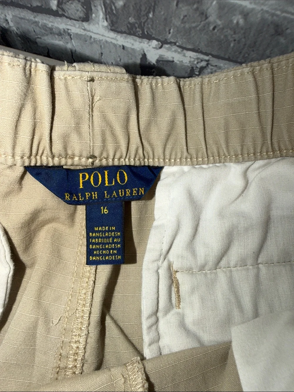 Ralph Lauren Tan Cargo Shorts with Pocket Flaps